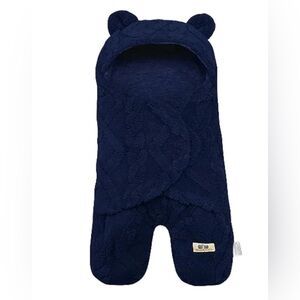 Navy Blue Bear Baby Swaddle Blanket
